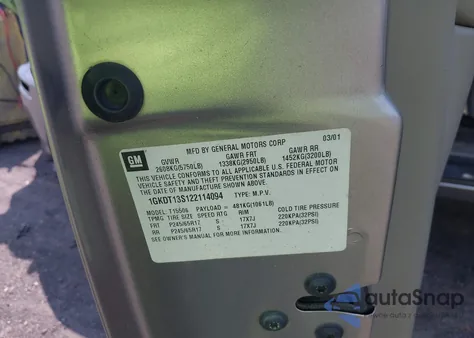 2002 GMC Envoy Slt из США, поврежденный, VIN 1GKDT13S122114094